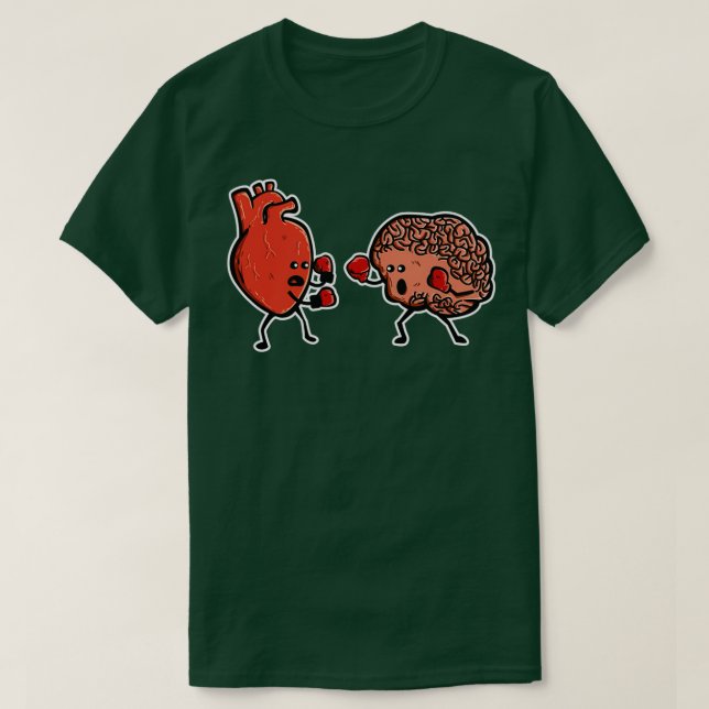 Heart and Brain Boxing Mind Funny Anatomy RN Docto T-Shirt (Design Front)