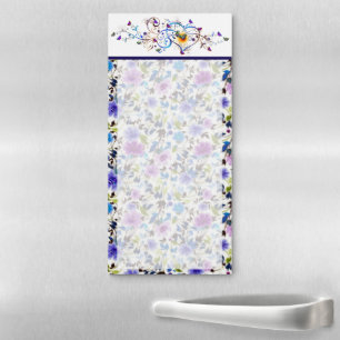 Heart and butterflies floral magnetic notepad