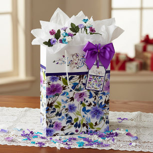 Heart and butterflies floral  medium gift bag