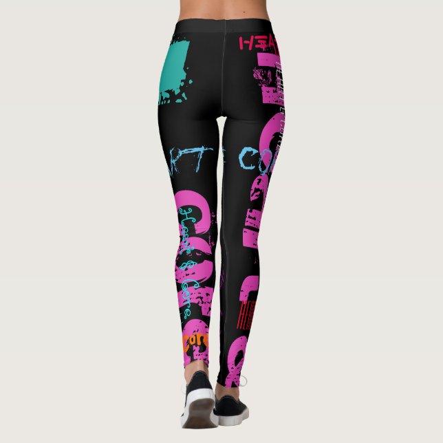 Heart and Core repeating 10 letters Leggings (Back)