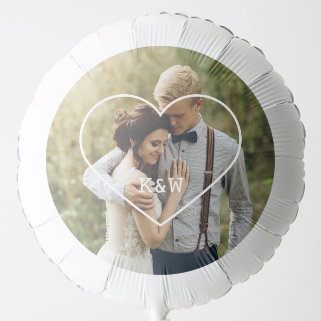 Heart and Couple's Monogram Custom Photo Balloon (Front)