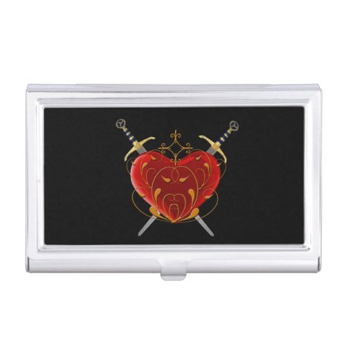 Heart And Daggers Business Card Holder