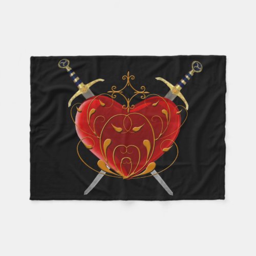 Heart And Daggers Fleece Blanket