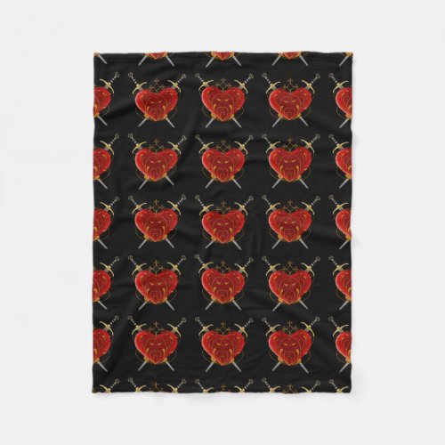 Heart And Daggers Fleece Blanket