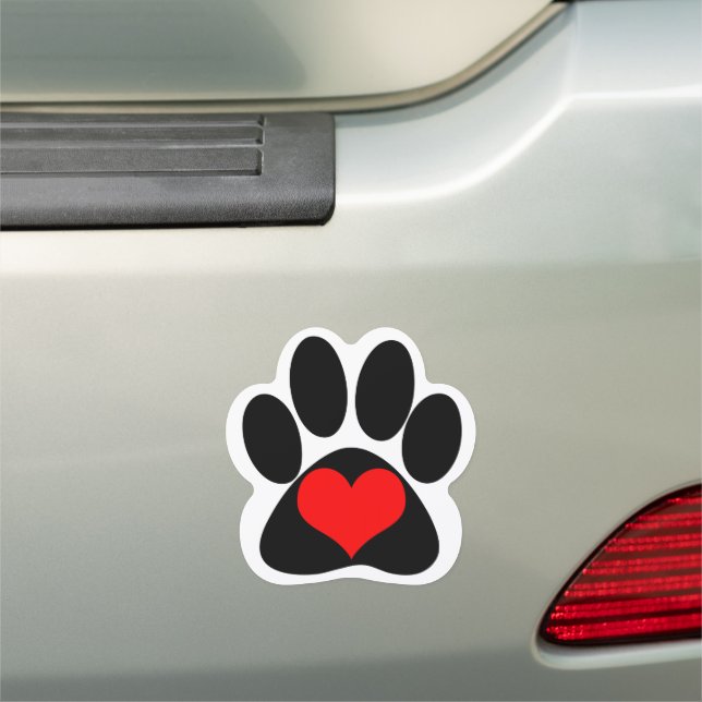 Heart and dog or cat paw print car magnet (In Situ)