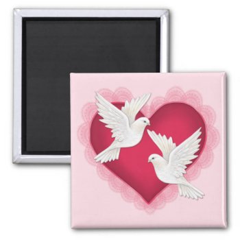 Heart And Doves - Pink Magnet by Spice at Zazzle