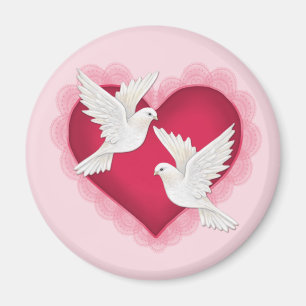 Heart and Doves - Pink Magnet
