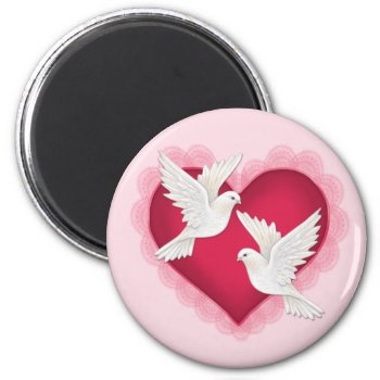 Heart And Doves - Pink Magnet by Spice at Zazzle