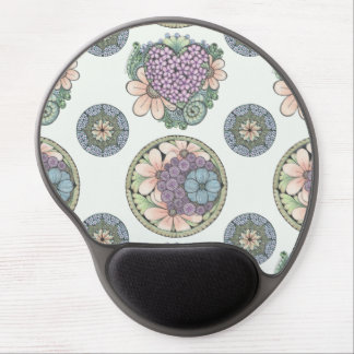 Heart and flowers doodle art mouse mat. gel mouse pad