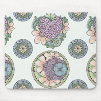 Heart and flowers doodle art mouse mat. pad