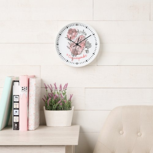 Heart and flowers nature design clock