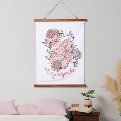 Heart and flowers nature design hanging tapestry