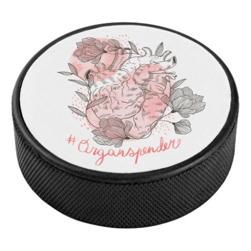 Heart and flowers nature design hockey puck