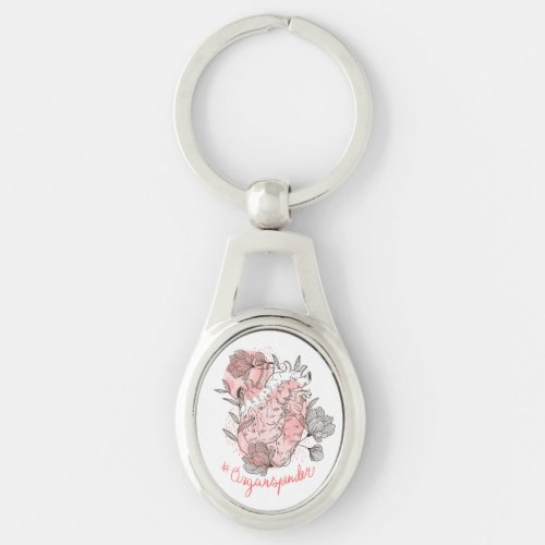 Heart and flowers nature design keychain