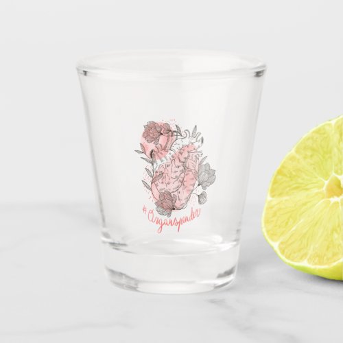 Heart and flowers nature design shot glass