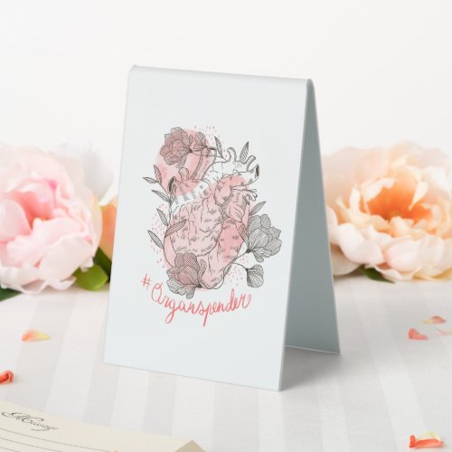 Heart and flowers nature design table tent sign