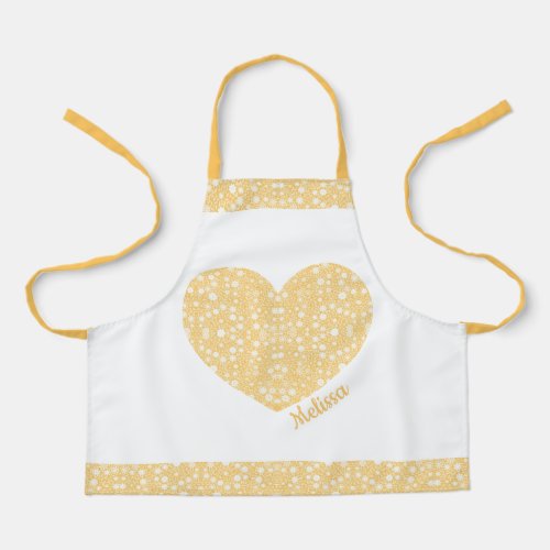 Heart and Flowers Personalized in Pretty Yellow Apron