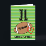 Heart and Football 11th Birthday Card<br><div class="desc">Personalized football 11th birthday card for son,  grandson,  nephew,  etc. The front features a place for you to personalize with his name. A great football birthday card for football players and football fans.</div>