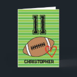 Heart and Football 11th Birthday Card<br><div class="desc">Personalized football 11th birthday card for son,  grandson,  nephew,  etc. The front features a place for you to personalize with his name. A great football birthday card for football players and football fans.</div>