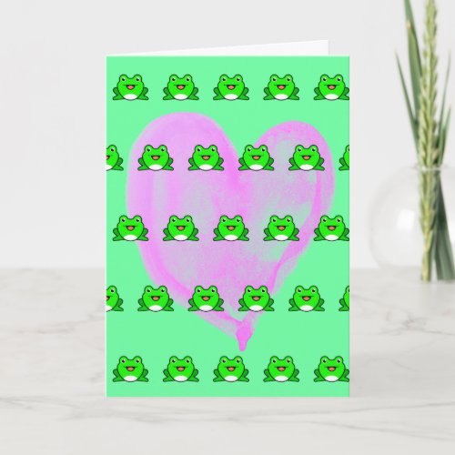 Heart and Frogs Leap Year Birthday Card
