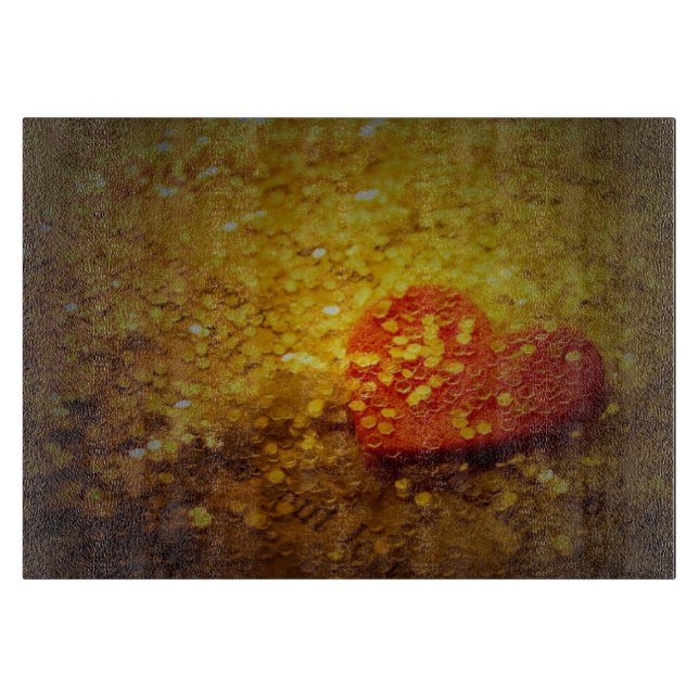 Heart and Glitter on Vintage Book Page Still Life Cutting Board (Front)