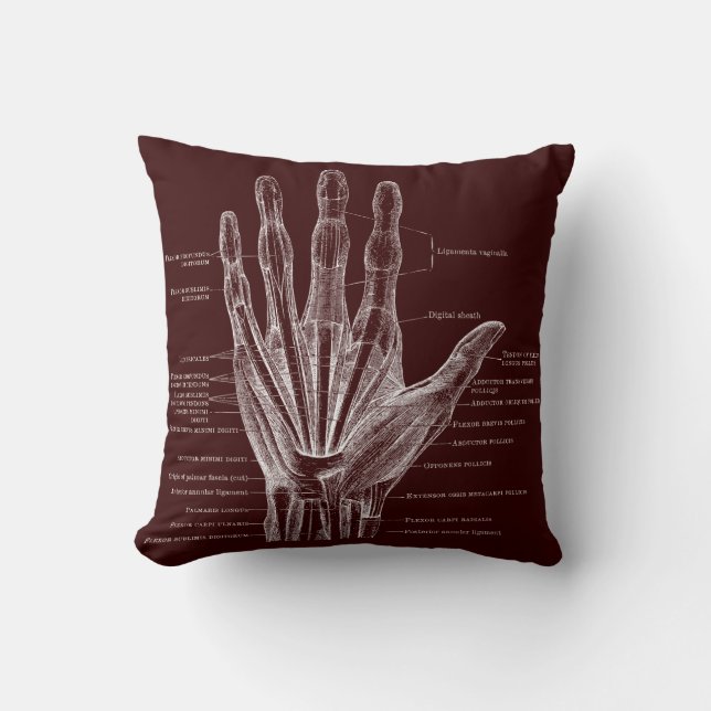heart and hand - anatomy throw pillow (Front)