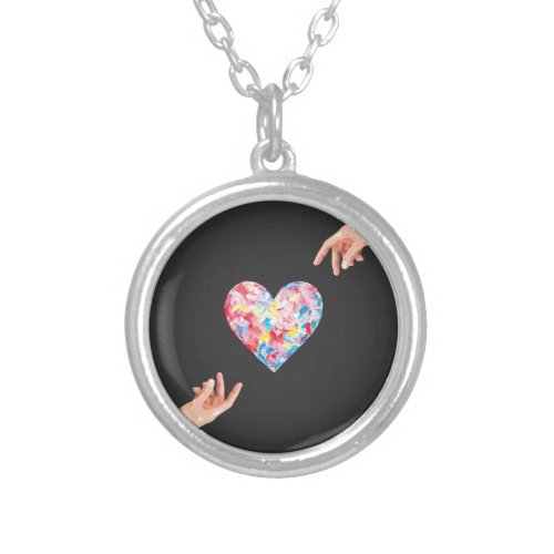 Heart and Hand of kindness Silver Plated Necklace