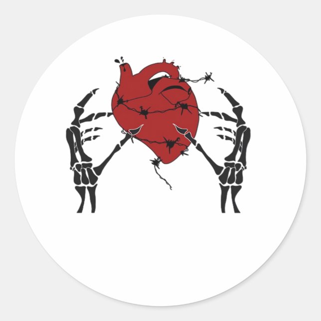 Heart And Hands - Skeleton Heart Hands  Classic Round Sticker (Front)