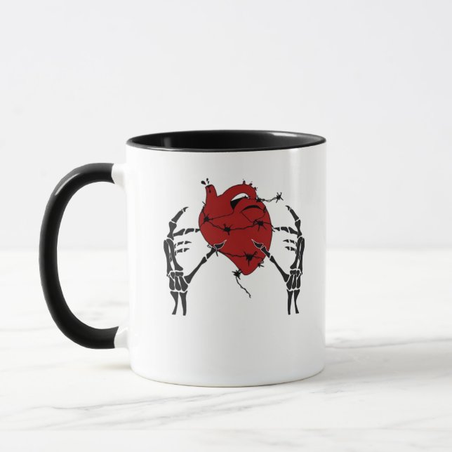 Heart And Hands - Skeleton Heart Hands  Mug (Left)