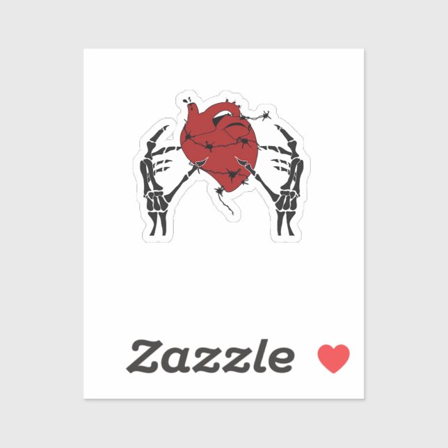 Heart And Hands Skeleton Heart Hands Soft Sticker (Sheet)