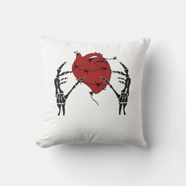 Heart And Hands Skeleton Heart Hands Soft Throw Pillow (Front)