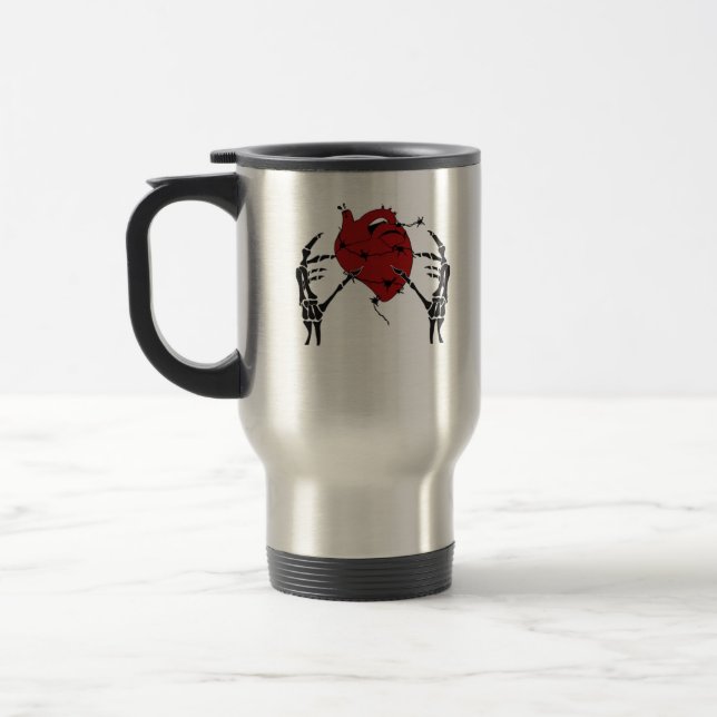 Heart And Hands Skeleton Heart Hands Soft Travel Mug (Left)