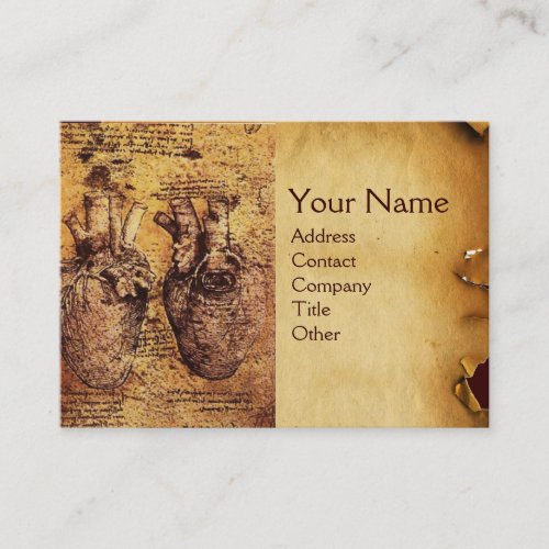 Heart And Its Blood Vessels Antique Parchment Business Card