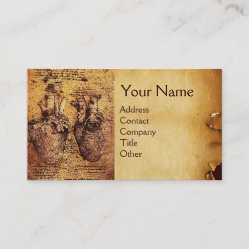 Heart And Its Blood Vessels Antique Parchment Business Card