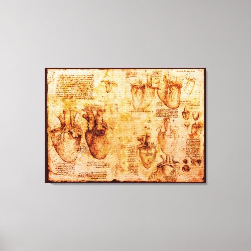 Heart And Its Blood Vessels Brown Canvas Print