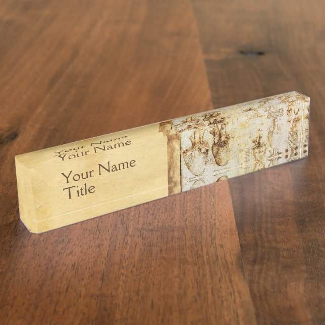Heart And Its Blood Vessels ,Medical Parchment Desk Name Plate (Side)