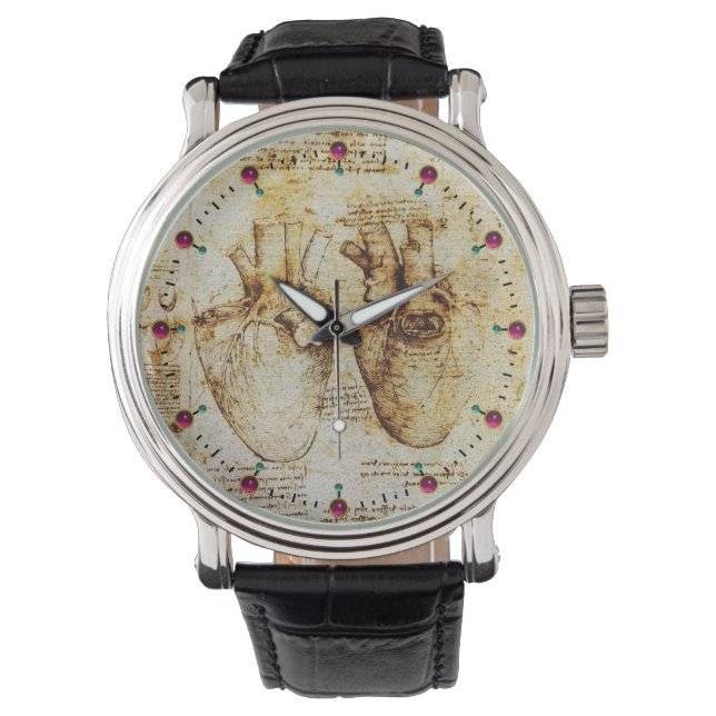 Heart And Its Blood Vessels Parchment Brown Sepia Watch (Front)