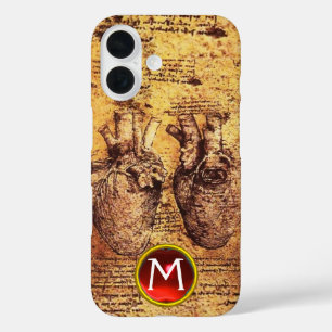 Heart And Its Blood Vessels Parchment Gem Monogram iPhone 16 Case