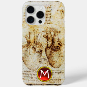Heart And Its Blood Vessels Parchment Gem Monogram iPhone 15 Pro Max Case