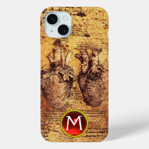 Heart And Its Blood Vessels Parchment Gem Monogram iPhone 15 Plus Case
