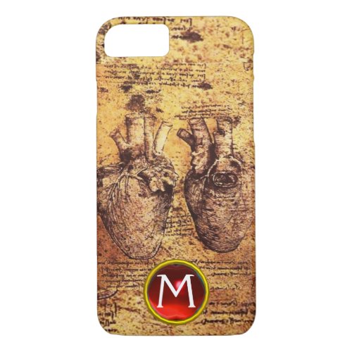 Heart And Its Blood Vessels Parchment Gem Monogram iPhone 87 Case