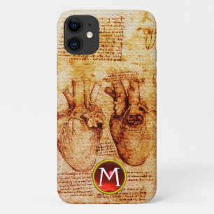 Heart And Its Blood Vessels Parchment Gem Monogram iPhone 11 Case