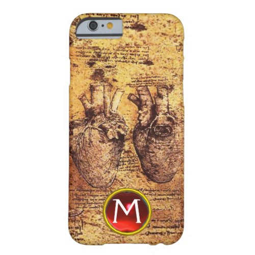 Heart And Its Blood Vessels Parchment Gem Monogram Barely There iPhone 6 Case