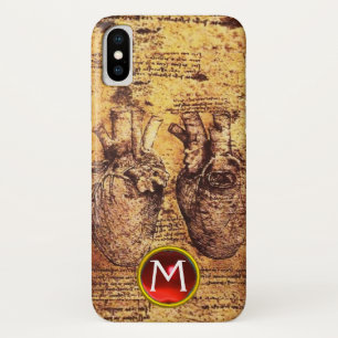 Heart And Its Blood Vessels Parchment Gem Monogram iPhone X Case