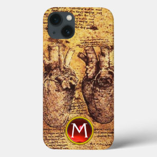 Heart And Its Blood Vessels Parchment Gem Monogram iPhone 13 Case