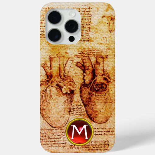 Heart And Its Blood Vessels Parchment Gem Monogram iPhone 15 Pro Max Case