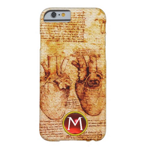 Heart And Its Blood Vessels Parchment Gem Monogram Barely There iPhone 6 Case