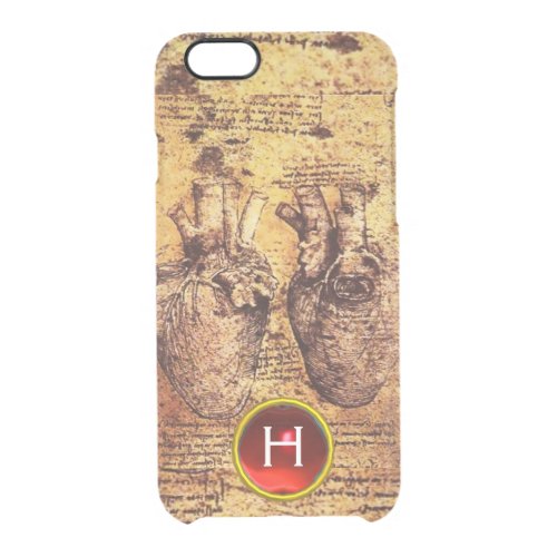 Heart And Its Blood Vessels Parchment Gem Monogram Clear iPhone 66S Case