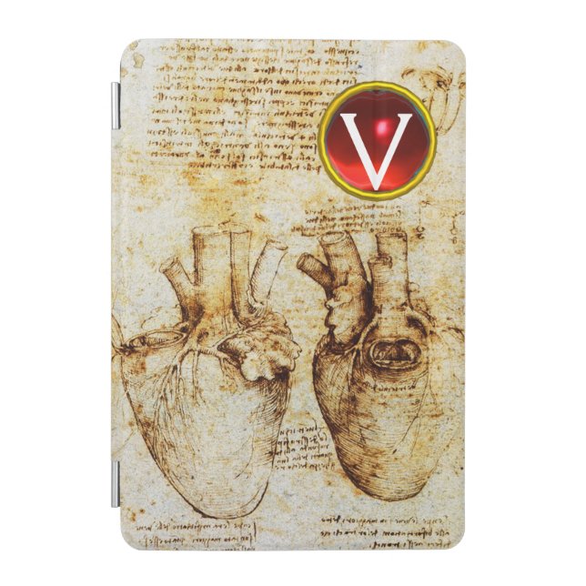Heart And Its Blood Vessels Parchment Monogram iPad Mini Cover (Front)