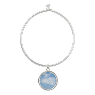 Heart and J Clouds Photo Bangle Bracelet